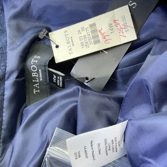 Talbots Jacket Cotton Blend Navy Plus (14W) NWT - Picture 8 of 9